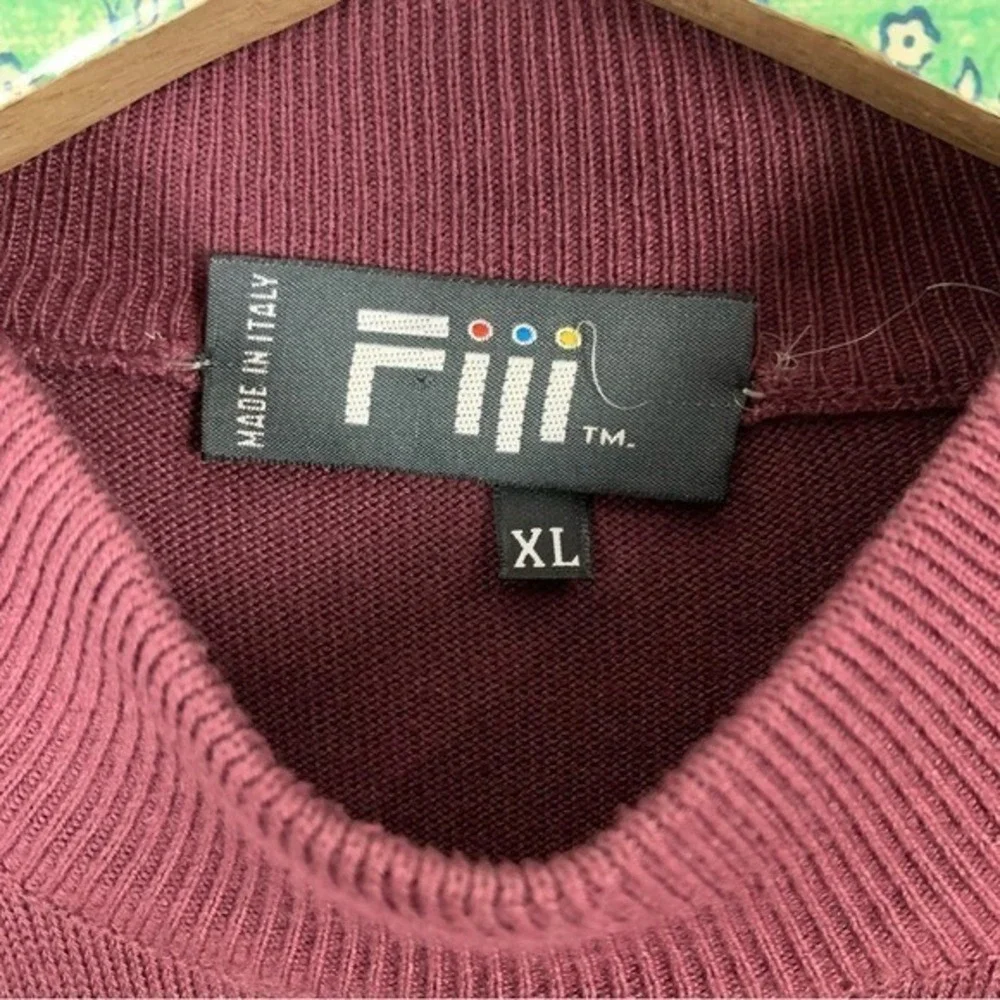 Fiji‎ Made In Italy Burgundy Knit Sweater Pullover XL Luxury Designer Vintage